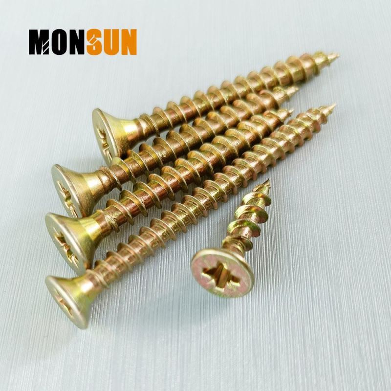 Yellow Zinc Pozidriv Double Countersunk Head Tapping Chipbaord Screw