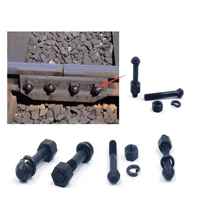 Oxides Black Railway Mushroom Fishtail Bolt with Nuts and Washers