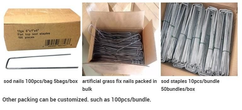6′′ Length Garden Ground SOD Staples U Pegs U Shape Pins U Stakes