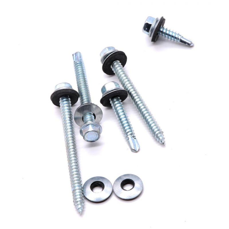 High Quality Galvanized Metal Hex Washer Head Tek Wood Steel Hex Self Drilling Screw with Assembled Washers