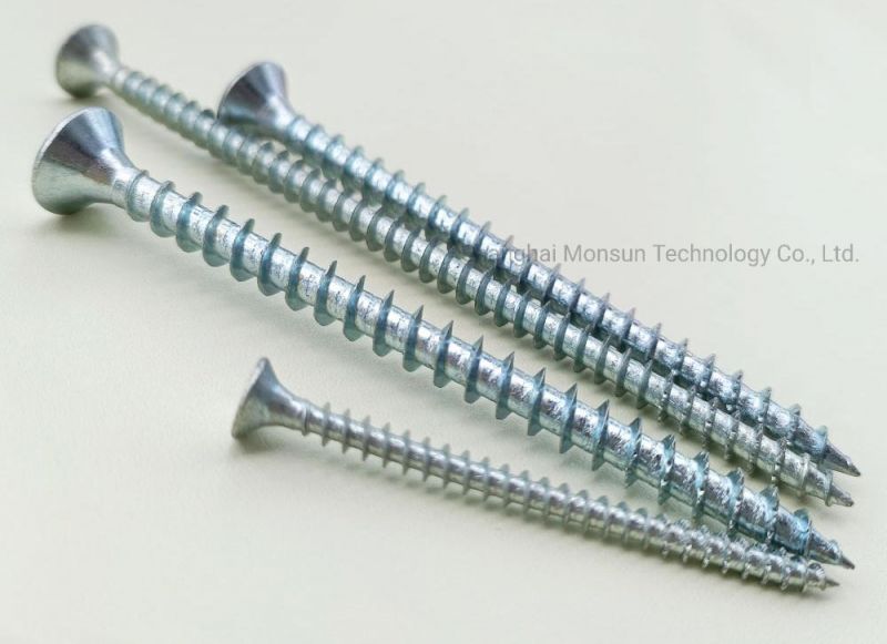 Csk Head Clear Zinc Plating Chipboard Screw with Serrations