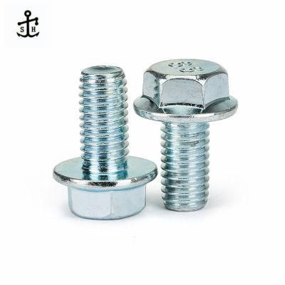 Class Grade 8.8 Part Thread Blue Zinc DIN6921 Hexagon Flange Bolts Made in China