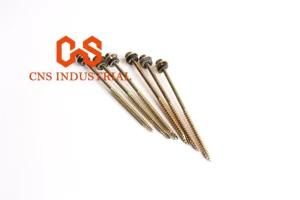 Yellow Zinc-Plated Hexagon Head Drilling Screws with Tapping Screw Thread with Collar