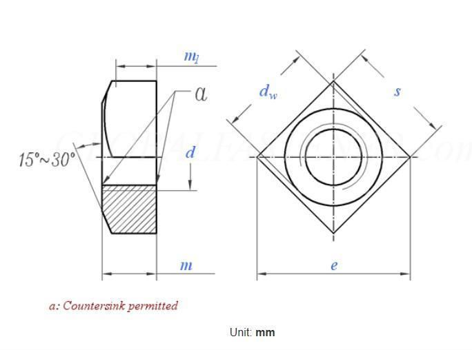 Stainless Steel Square Nuts M5 M6 M8 M10 M12 M16 M20