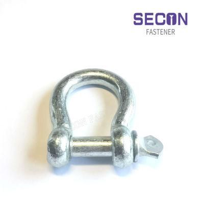 China Manufacture Building U Type China Wholesale G209 Loading Shackles Forged Bow Shackle Carbon Steel Zinc Plated