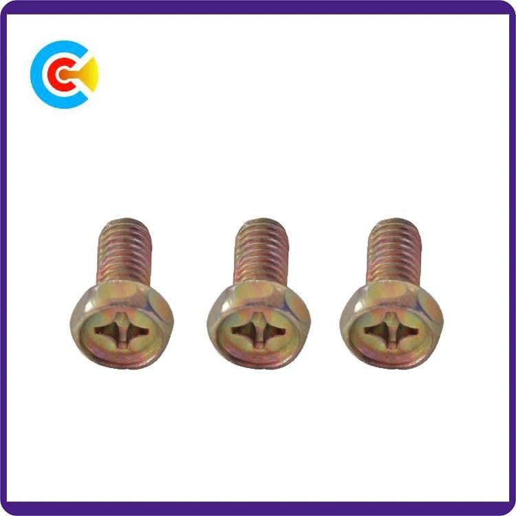 DIN/ANSI/BS/JIS Carbon-Steel/Stainless-Steel Hand Twist Hexagonal Cross Flange Flat Screw for Building