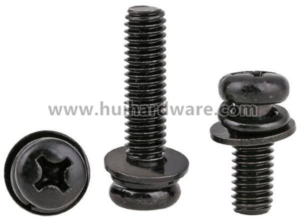 Wholesale High Quality Phillips-Head Sem Screws with Black Zinc Plated