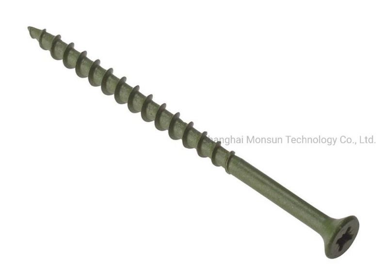 Green Coated Flat Head Treated External Fasteners Hardware Decking Screw Made in China