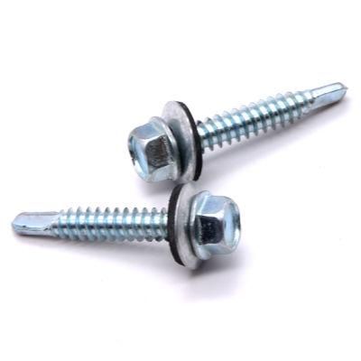 Metal Galvanized 1022A Hexagonal Head Carbon Steel Self Drilling Screw Roofing Screw Tek Tapping Screw with Rubber Washer