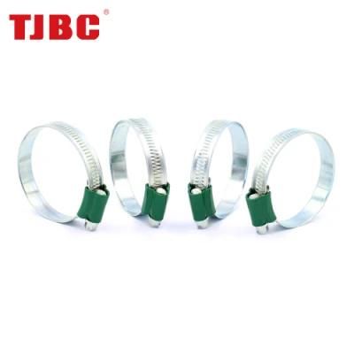W1 Galvanized Iron British Type Worm Drive Hose Clamp with Color Tube Housing for Automobile Engine, 50-65mm
