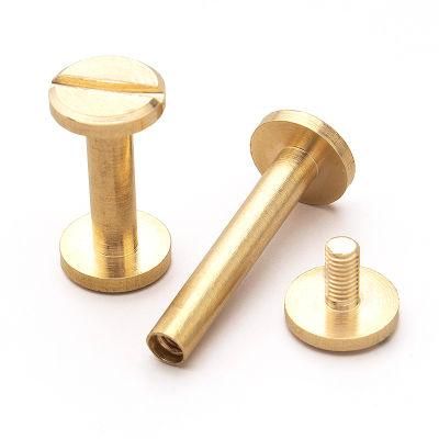Custom Flat Slotted Stainless Steel Solid Antique Brass Chicago Binding Screws for Leather Belt