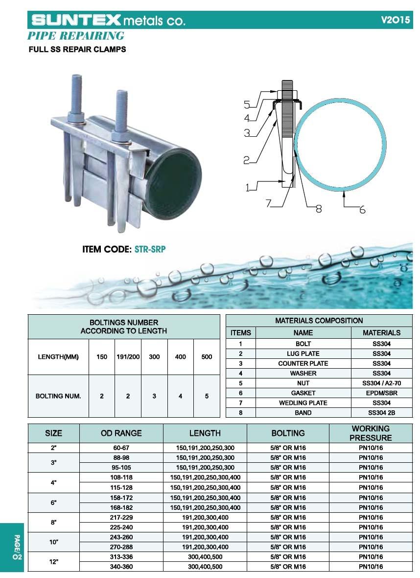 Stainless Repair Clamps for Pipe Leaks
