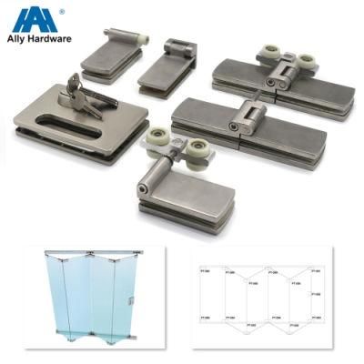 Frameless Glass Folding Door Partition Stainless Steel Patch Fitting Set