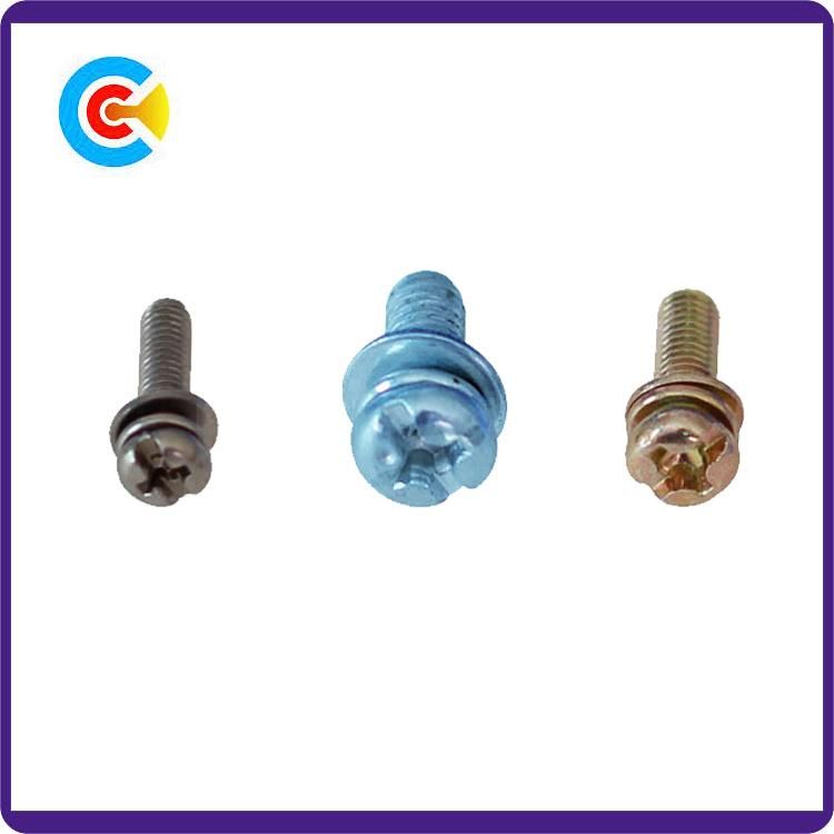 Multicolored Stainless Steel Fastener/Fittings Cross/Phillips Pan Head Screws with Gasket/Washer