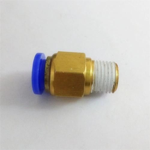 Brass Pneumatic Hose Connector with Blue Button
