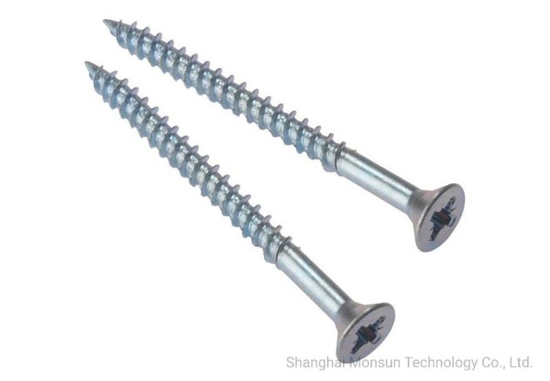 Bzp Cross Recess Countersunk Head Twin Thread Decorative Plate Wood Furniture Screw Made in China