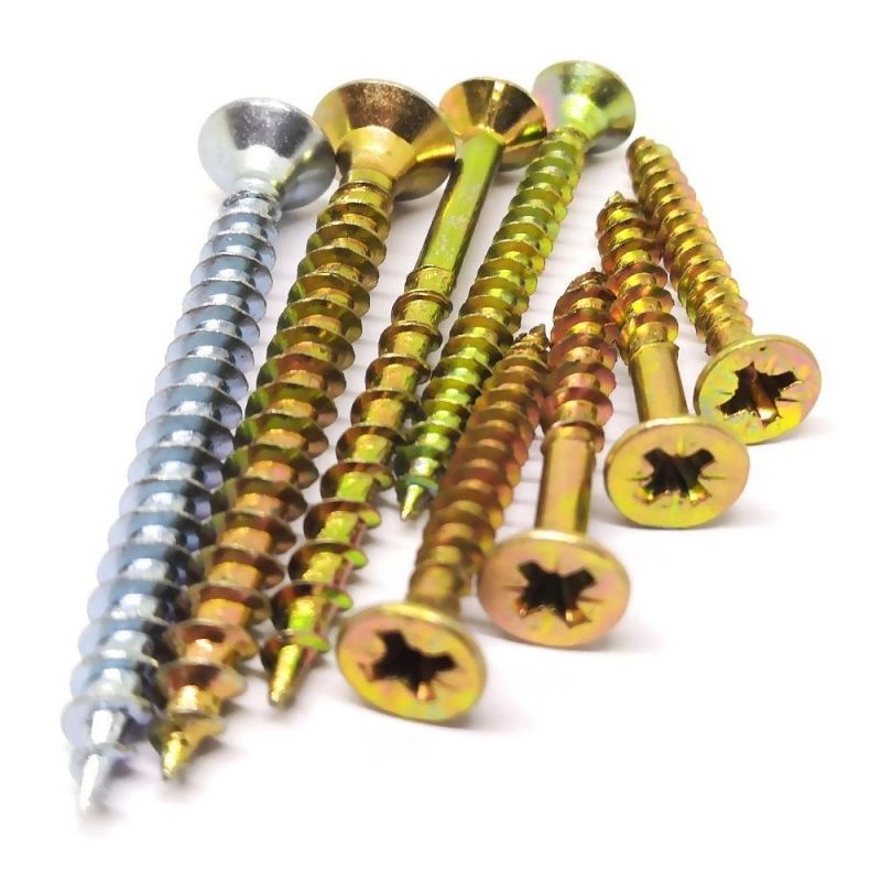 Furniture Use Harden Self Tapping Chipboard Screw C1022 Yellow Zinc Plated Chipboard Screw