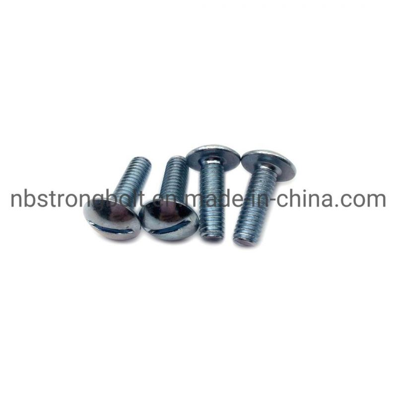 Mushroom Head Slotted Machine Screw with White Zinc Plated Cr3+