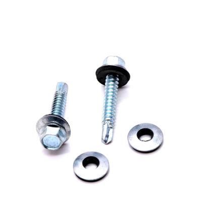 Hex Head Self-Drilling Screws with EPDM Washer Zinc Plated