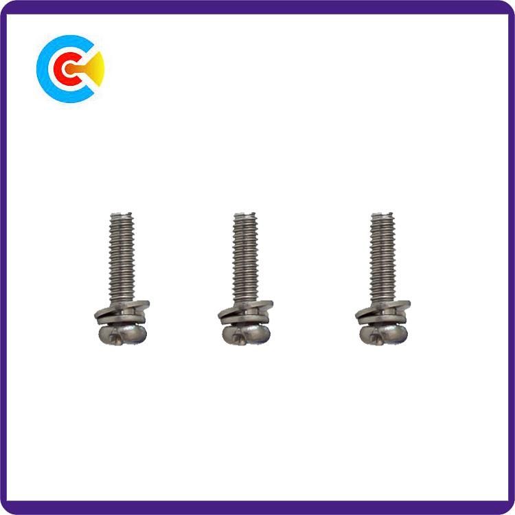 DIN/ANSI/BS/JIS Carbon-Steel/Stainless-Steel M6 Anti-Slip Terminal Pan Head Combination Screws