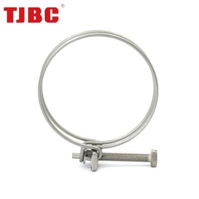 Double Wire Hose Clamp, Adjustable Hose Pipe Clamps with Screws Bolts Locking
