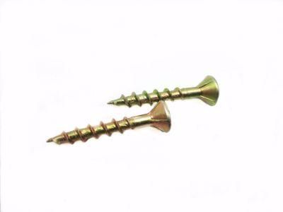 Square Head Chipboard Screw with 4 Ribs Yellow Zinc