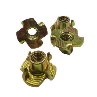 M6 M8 M10 Zinc Plated Four Claws Metric M6 Barrel Nut Blind Pronged T Nuts Furniture Tee Threaded Insert Nut M5