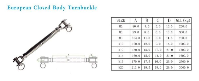 Closed Body Turnbuckles - Jaw/Jaw - Rigging Jaw Screw with Nut