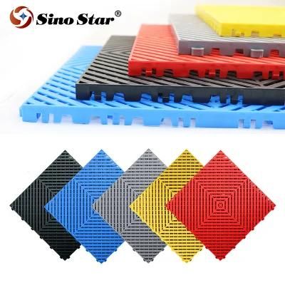 Ss-V1.8pm Sino Star18mm PP Garage Interlocking Floor Tiles Removable Plastic Interlocking Floor Mats for Car Washing