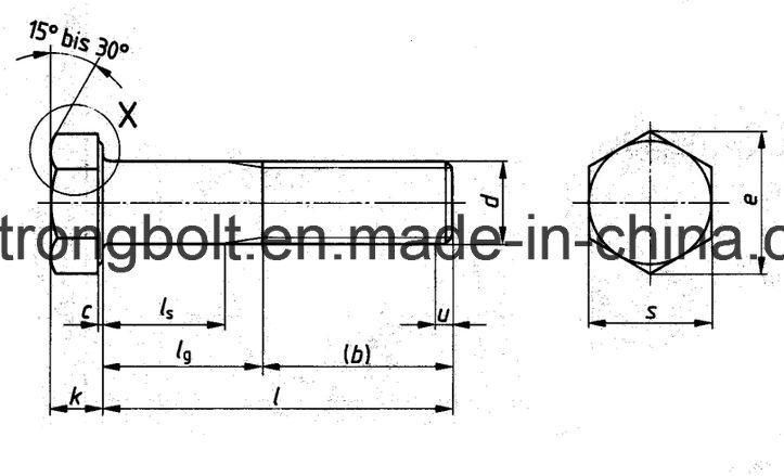 DIN931 Hex Bolt, Hex Cap Screw Cl. 8.8 with White Zinc Plated Cr3+ M8-1.25X40
