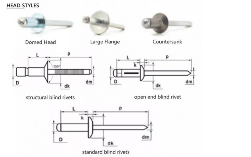 4.0 mm Csk Rivets Blind Open Rivet