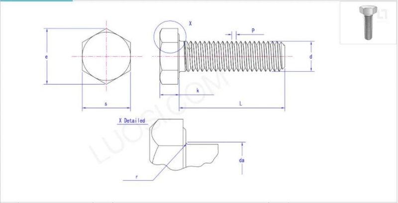 SUS304 American Standard Auto Parts Fasteners ANSI/ASME B 18.2.3.5m - 2006 Metric Hex Head Bolts (SAE J1199, ASTM F568) Made in China