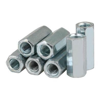 Fatory Wholesales Long Hex Nuts M6 M8 M10 M12 M16 Carbon Steel Galvanized Connecting Nut Internal Thread Coupling Nut