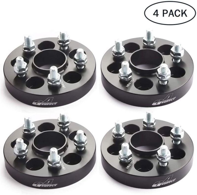 Black 5X100 Wheel Spacers 1" with 56.1mm Hub Bore 12X1.25 Studs