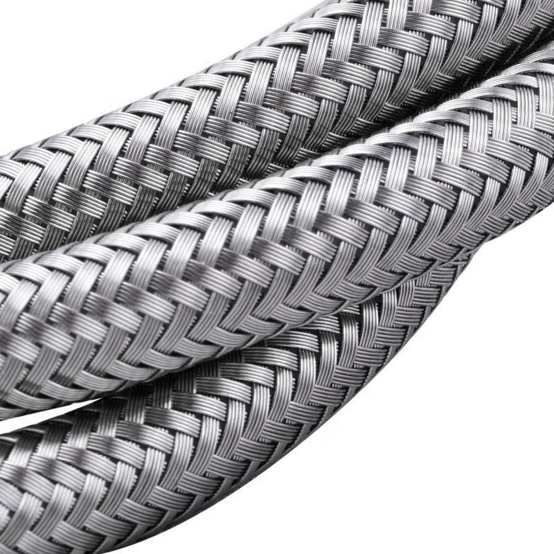 An4 1 Meter an Racing Fuel Hose Stainless Steel Braided PTFE Brake Fuel Oil Line Hose Pipe Silver