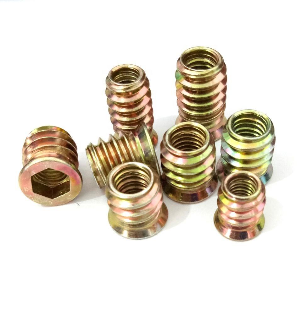 3/16 1/4 5/16 3/8 Steel Galvanized Furniture Wood Threaded Insert Nuts