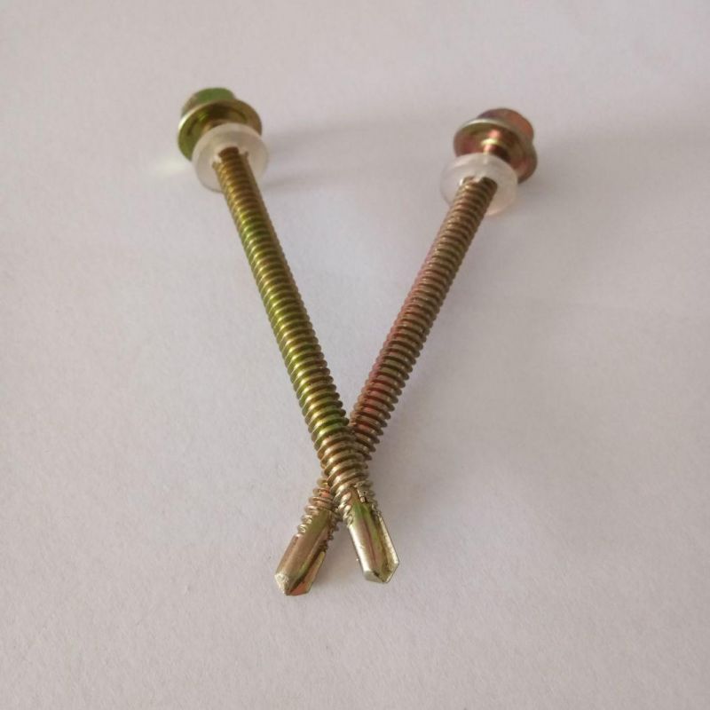 Yellow Zinc Hex Head Self Tapping Screw with Plastic Washer