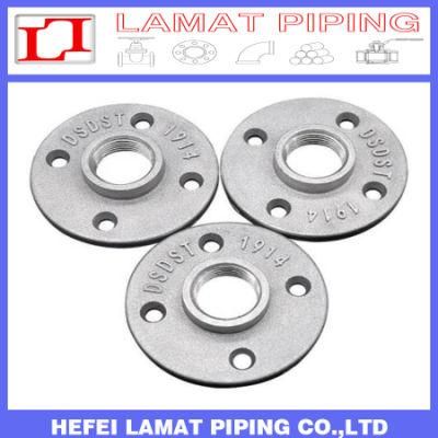 Black/Galvanised Malleable Iron Pipe Fitting Threaded Floor Flange for Furniture