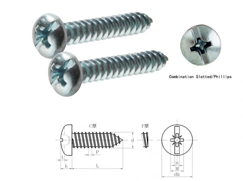 Pan Head Zinc Plated Hardened Steel Sheet Metal Screw