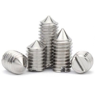 Stainless Steel SS304 Small M1.6 M2 M2.5 Cone Point Taper Slotted DIN553 Grub Screws Set Screws Slotted Set Screws with Cone Point