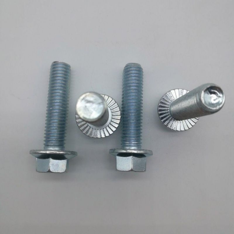 DIN6921 Carbon Steel Hex Bolt with Flange Blue-White Zinc