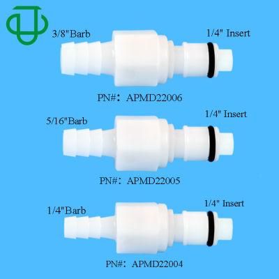 1/4 5/16 3/8 Inch Hose Barb Valved Male Coupling Insert Plastic Quick Disconnect Water Air Hose Connectors