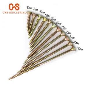 Flat Head Self Tapping Chipboard Screw C1022 Yellow Zinc Plated Chipboard Screw