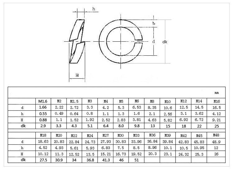 Stainless Steel GB93 Spring Washer Elastic Gasket