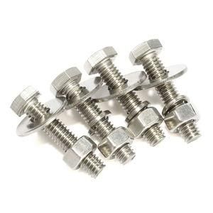 Hex Head Screws Bolts, Nuts, Extra-Large and Thick Flat &amp; Lock Washers, Fully Threaded, Stainless Steel, Plain Finish