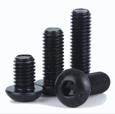 ISO7380 Hex Socket Pan Head Machine Screw, Socket Button Screw Alloy Steel Full Thread Black Oxide