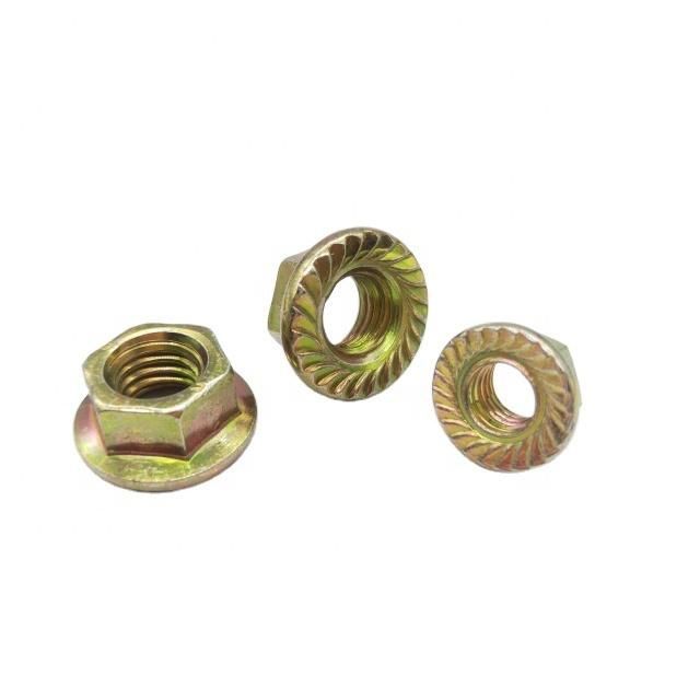 DIN6923 Hex Flange Nut Serrated Serration Carbon Steel Yellow Zinc Plated Galvanized