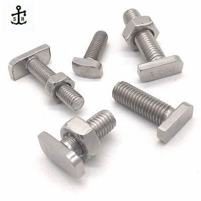 OEM Customized SUS304 Stainless Steel T Type T Shaped Square Head Machine Screw Bolt Made in China