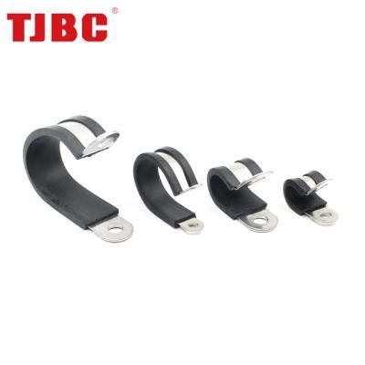 Free Shipping 304 Stainless Steel Rubber Lined P Clips Cable Mounting Hose Pipe Clamp