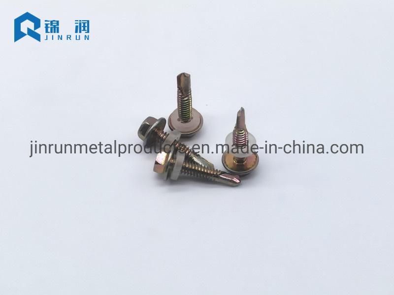 Hex Flange Head Self-Drilling Screw with Transparent PVC Washer